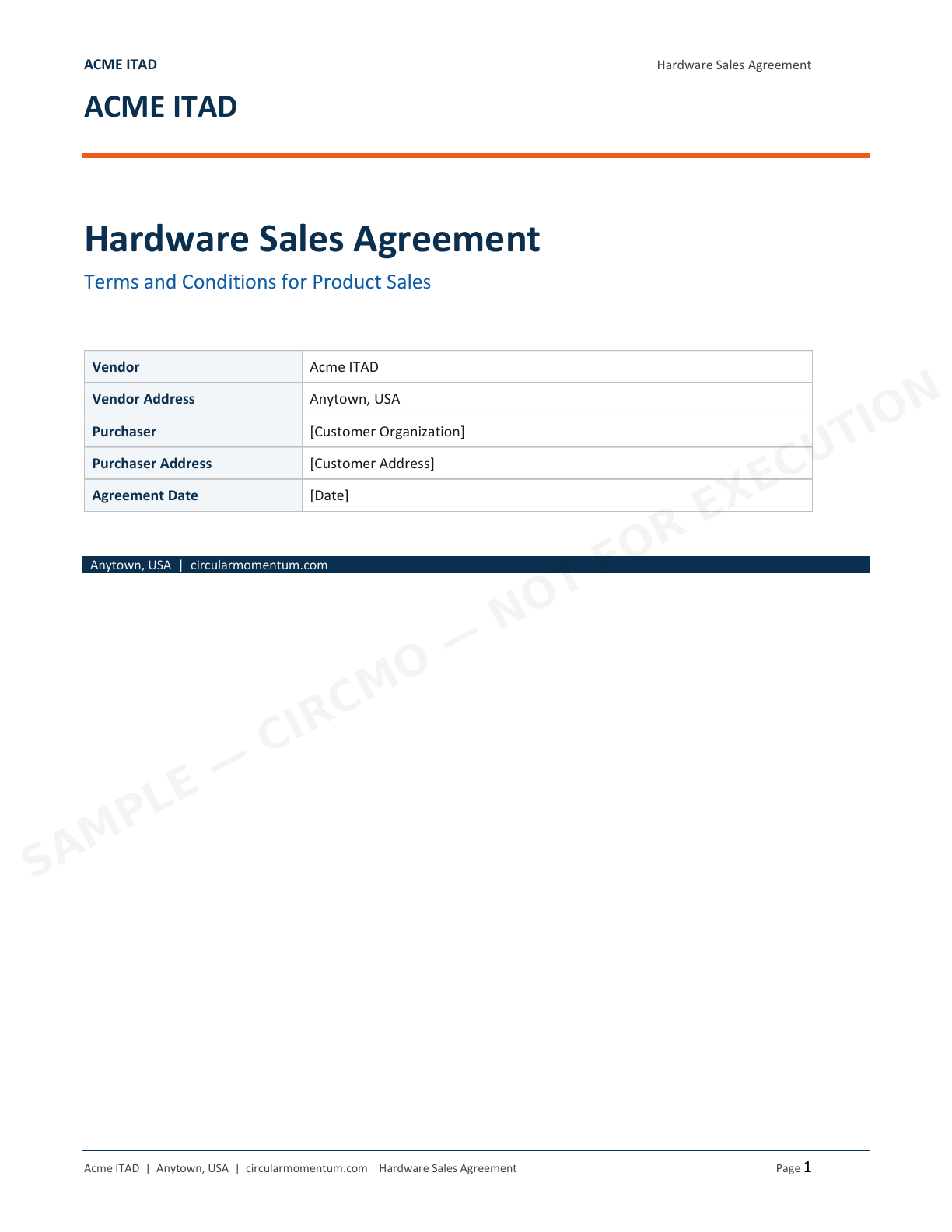 Hardware Sales Agreement — page 1