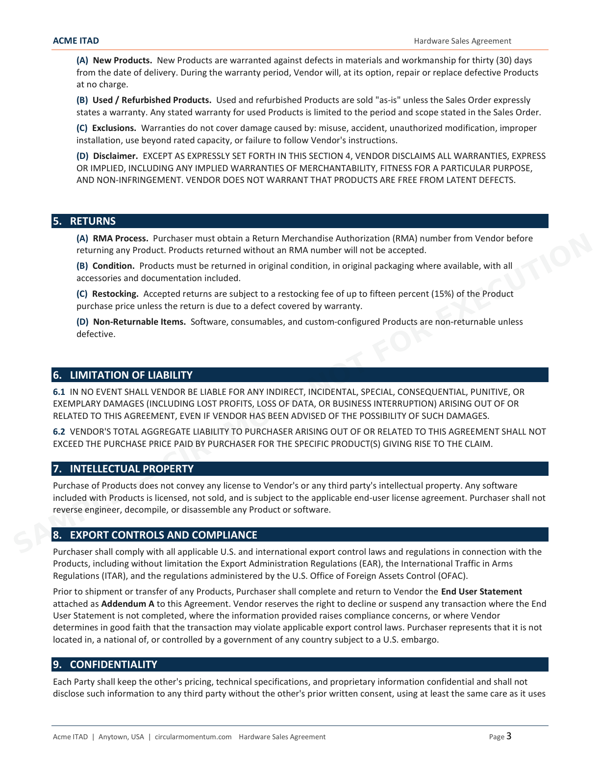 Hardware Sales Agreement — page 3