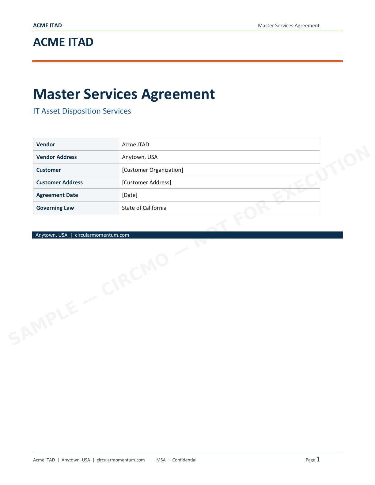 Master Services Agreement — page 1